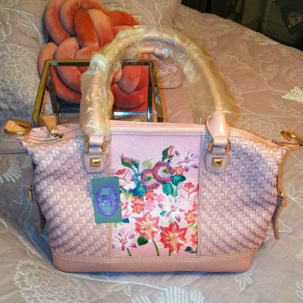 Sharif Designs Ny Embroidered Floral Bag